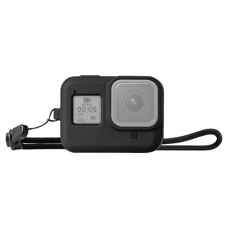 PULUZ Silicone Protective Case Cover with Wrist Strap for GoPro HERO8 Black(Black) - Silicone Cases by PULUZ | Online Shopping South Africa | PMC Jewellery