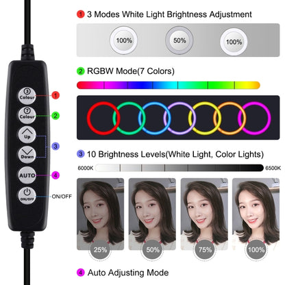 PULUZ 4.7 inch 12cm Curved Surface USB 10 Modes 8 Colors RGBW Dimmable LED Ring Vlogging Photography Video Lights with Tripod Ball Head(Black) - Ring Light by PULUZ | Online Shopping South Africa | PMC Jewellery | Buy Now Pay Later Mobicred