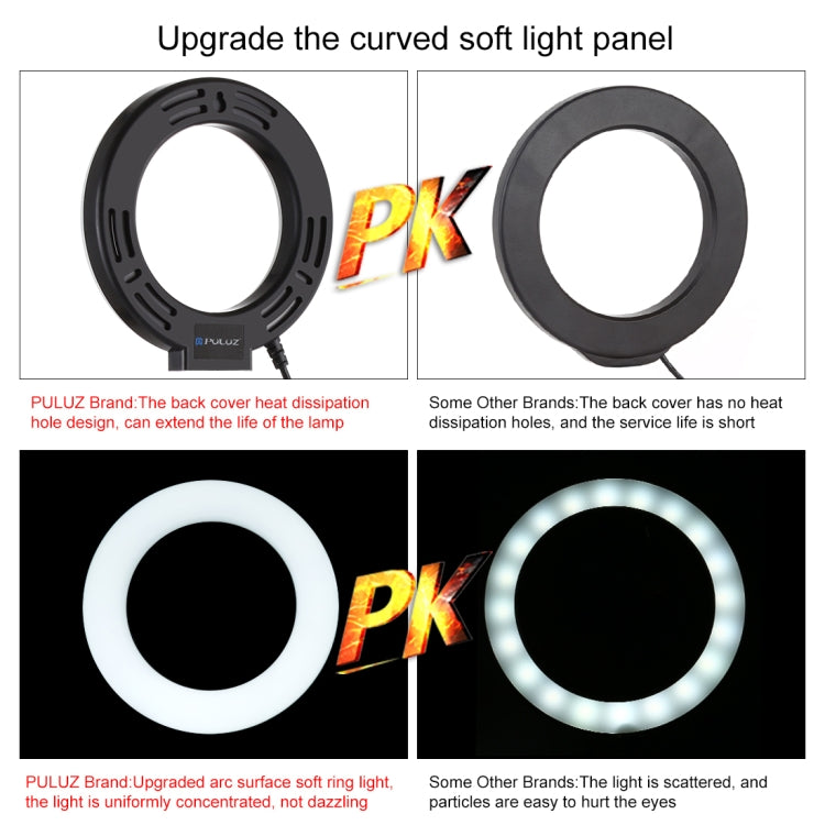 PULUZ 6.2 inch 16cm USB 10 Modes 8 Colors RGBW Dimmable LED Ring Vlogging Photography Video Lights with Tripod Ball Head(Black) - Ring Light by PULUZ | Online Shopping South Africa | PMC Jewellery | Buy Now Pay Later Mobicred