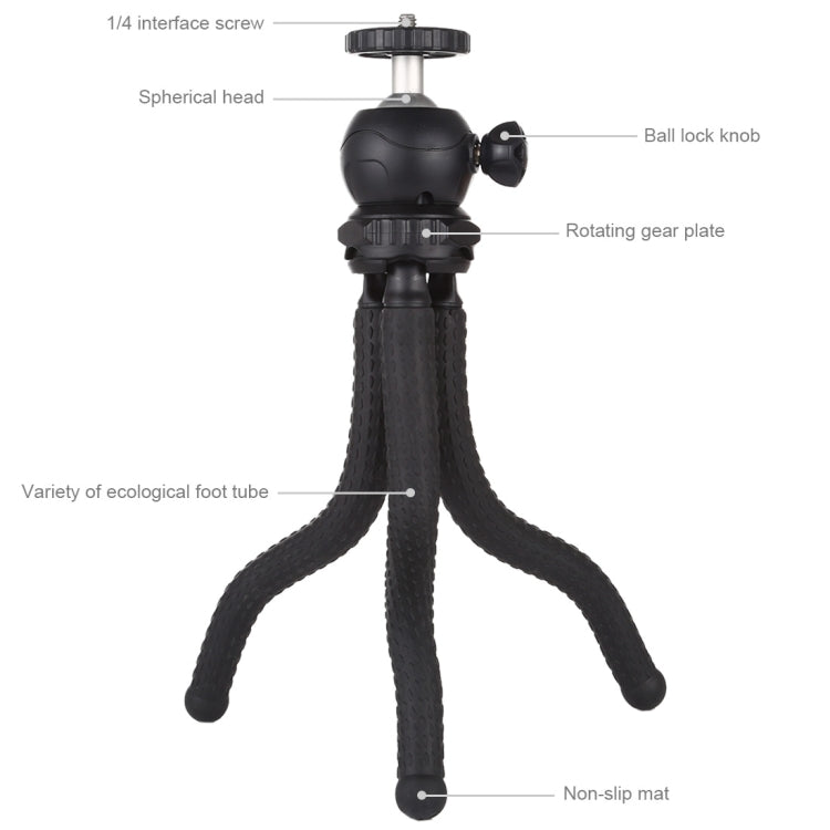 PULUZ Mini Octopus Flexible Tripod Holder with Ball Head for SLR Cameras, GoPro, Cellphone, Size: 25cmx4.5cm - Portable Mini Tripod by PULUZ | Online Shopping South Africa | PMC Jewellery | Buy Now Pay Later Mobicred