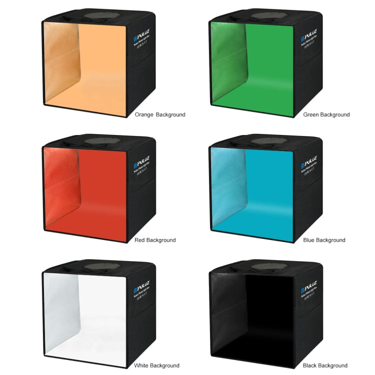 PULUZ 30cm Folding  High 97 CRI Ring Light Photo Lighting Studio Shooting Tent Box Kit with 6 Colors Backdrops (Black, White, Orange, Red, Green, Blue), Unfold Size: 30cm x 30cm x 30cm(Black) -  by PULUZ | Online Shopping South Africa | PMC Jewellery | Buy Now Pay Later Mobicred