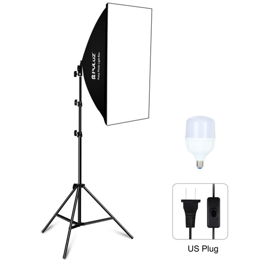 PULUZ 50x70cm Studio Softbox + 2m Tripod Mount + Single E27 30W 5700K White Light LED Bulb Photography Kit(US Plug) - Stand Bracket by PULUZ | Online Shopping South Africa | PMC Jewellery | Buy Now Pay Later Mobicred