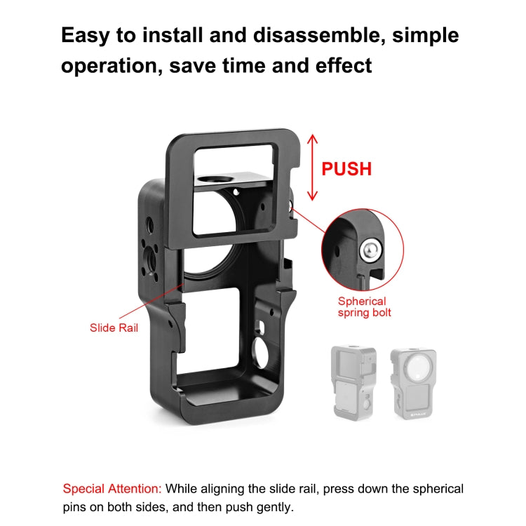 PULUZ CNC Aluminum Alloy Cage for DJI Action 2(Black) -  by PULUZ | Online Shopping South Africa | PMC Jewellery | Buy Now Pay Later Mobicred