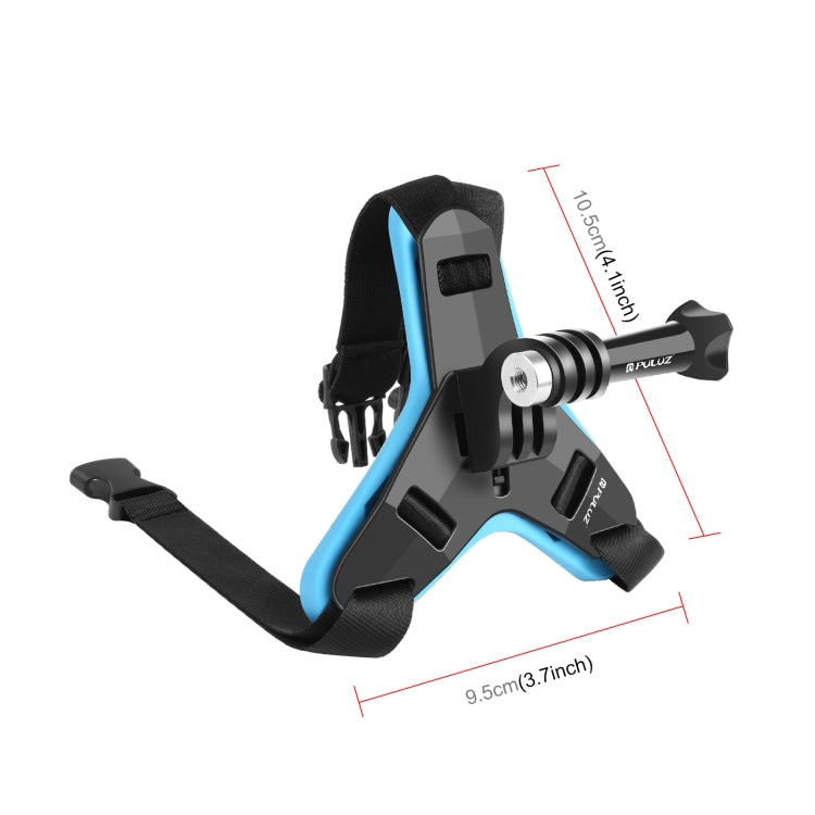 PULUZ Motorcycle Helmet Chin Strap Mount for GoPro, DJI Osmo Action and Other Action Cameras(Blue) - Helmet Mount by PULUZ | Online Shopping South Africa | PMC Jewellery | Buy Now Pay Later Mobicred