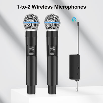 PULUZ 1 To 2 Wireless Microphones with LED Display, 6.35mm Transmitter (Black) - Microphone by PULUZ | Online Shopping South Africa | PMC Jewellery | Buy Now Pay Later Mobicred