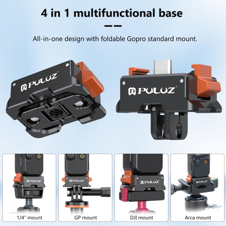 For DJI Osmo Pocket 3 PULUZ Type-C Charging Base Quick Release Mount Adapter (Black) - free shipping - PMC TechLife - Order now!