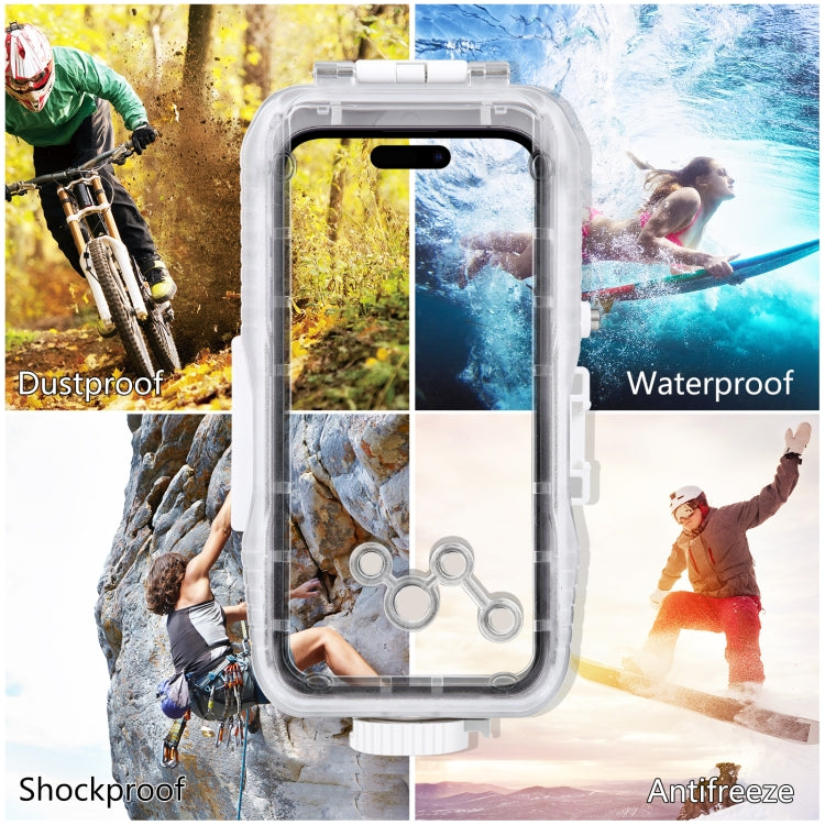 PULUZ 40m/130ft Waterproof Diving Case for iPhone 15 Pro Max / 15 Plus / 14 Plus / 14 Pro Max / 13 Pro Max / 12 Pro Max / 11 Pro Max, with One-way Valve Photo Video Taking Underwater Housing Cover(White) - free shipping - PMC TechLife - Order now!