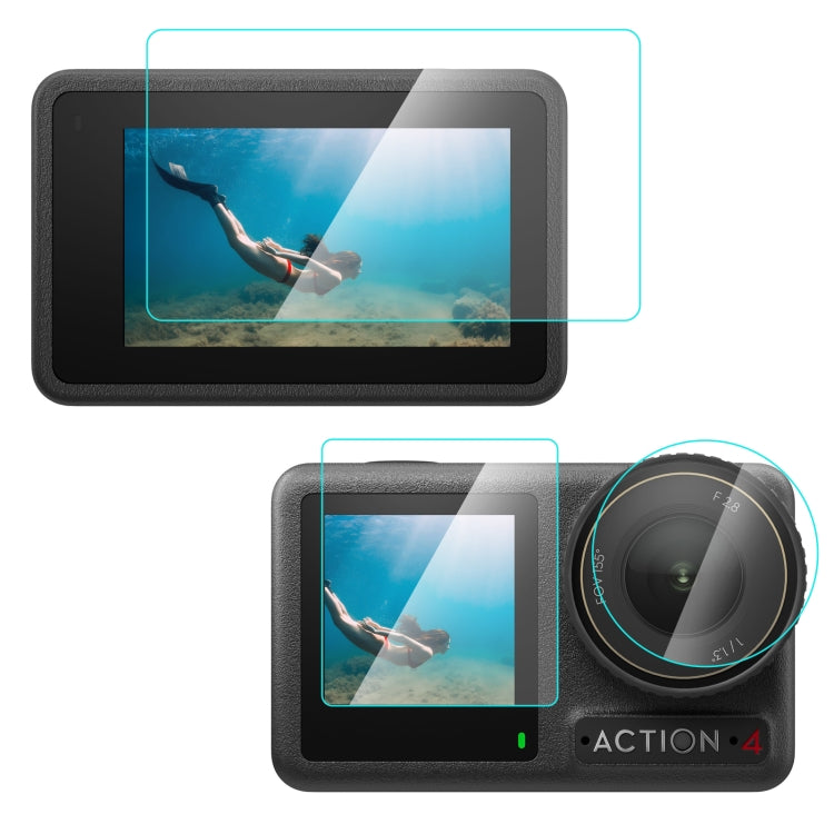 For DJI Osmo Action 4 PULUZ 3-in-1 Lens Front and Back Screen Tempered Glass Explosion-proof Film (Transparent) - free shipping - PMC TechLife - Order now!