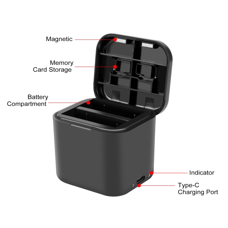 For Insta360 Ace Pro / Ace PULUZ Battery Charging Box Battery & Memory Card Storage Case (Black) - Others by PULUZ | Online Shopping South Africa | PMC Jewellery | Buy Now Pay Later Mobicred