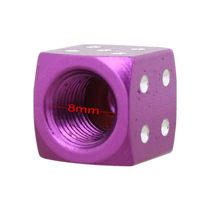 Universal 8mm Dice Style Aluminium Alloy Car Tire Valve Caps, Pack of 4(Purple) - Tire Valve Caps by PMC Jewellery | Online Shopping South Africa | PMC Jewellery