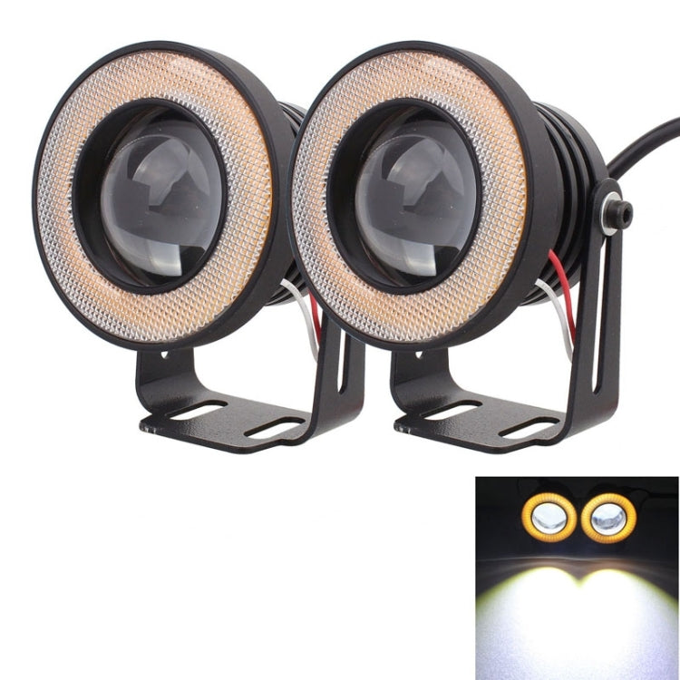 2 PCS 2.5 inch 10W 900LM White + Yellow Light 6500K Waterproof LED Eagle Eye Light for Vehicles, DC 12V, Cable Length: 20cm(Black) - Fog / Driving Lights by PMC Jewellery | Online Shopping South Africa | PMC Jewellery | Buy Now Pay Later Mobicred