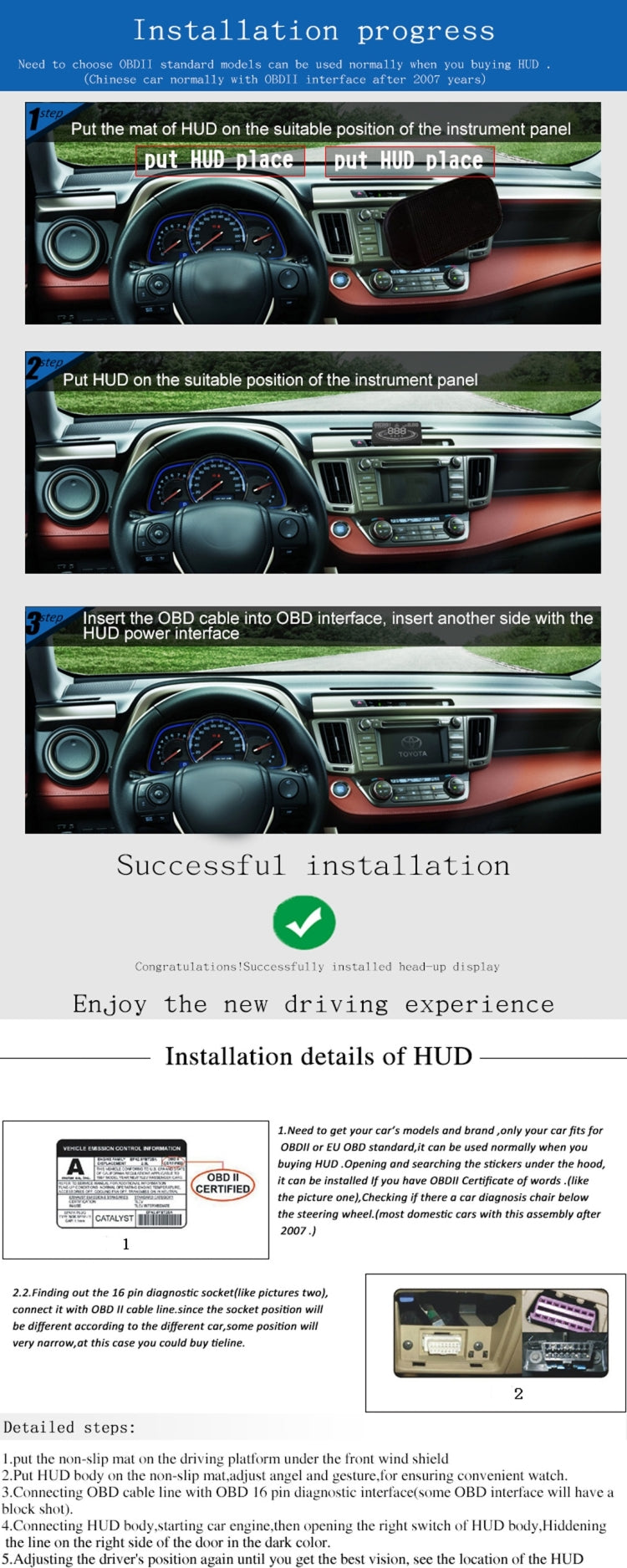 E300 5.5 inch Car OBDII / EUOBD HUD Vehicle-mounted Head Up Display Security System, Support Speed & Fuel Consumption, Overspeed Alarm,  Fuel Consumption, Water Temperature, etc.(Black) - Head Up Display System by PMC Jewellery | Online Shopping South Africa | PMC Jewellery | Buy Now Pay Later Mobicred