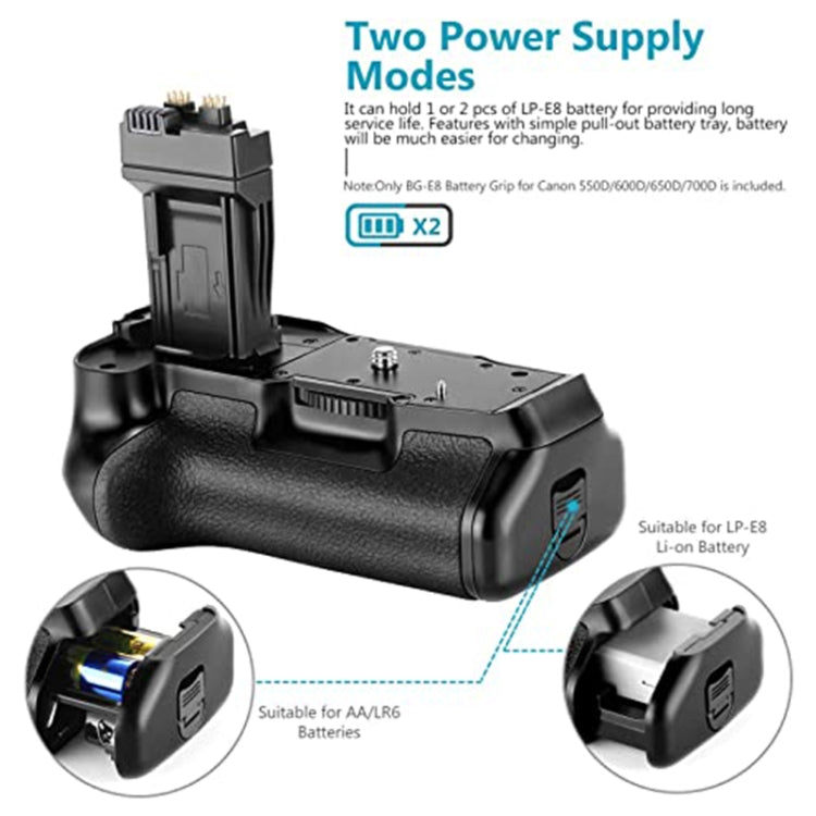 Battery Grip for Canon EOS 550D with Two Battery Holder - free shipping - PMC TechLife - Order now!