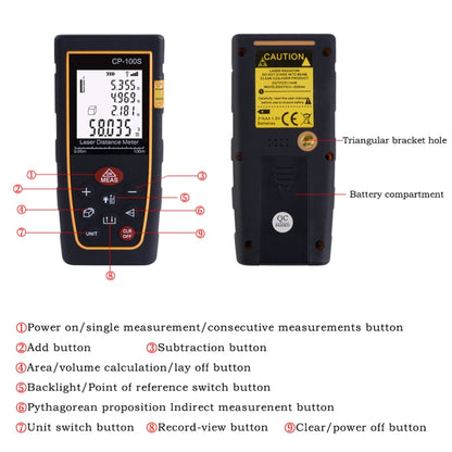 CP-100S Digital Handheld Laser Distance Meter, Max Measuring Distance: 100m - Laser Rangefinder by PMC Jewellery | Online Shopping South Africa | PMC Jewellery | Buy Now Pay Later Mobicred