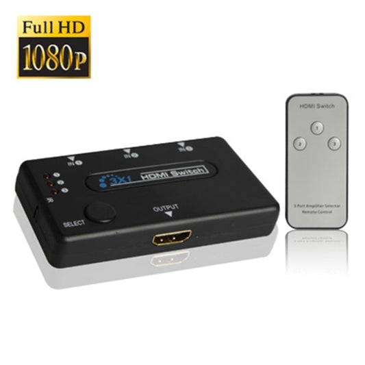 3 Port Amplifier 1080P HDMI Switch, 1.3 Version, with Remote Controller(Black) - Switch by PMC Jewellery | Online Shopping South Africa | PMC Jewellery | Buy Now Pay Later Mobicred