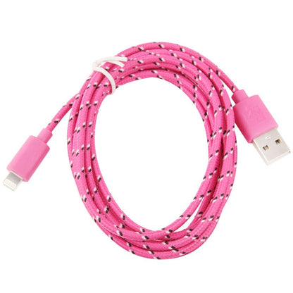 1m Nylon Netting USB Data Transfer Charging Cable For iPhone, iPad, Compatible with up to iOS 15.5(Magenta) - Normal Style Cable by PMC Jewellery | Online Shopping South Africa | PMC Jewellery | Buy Now Pay Later Mobicred