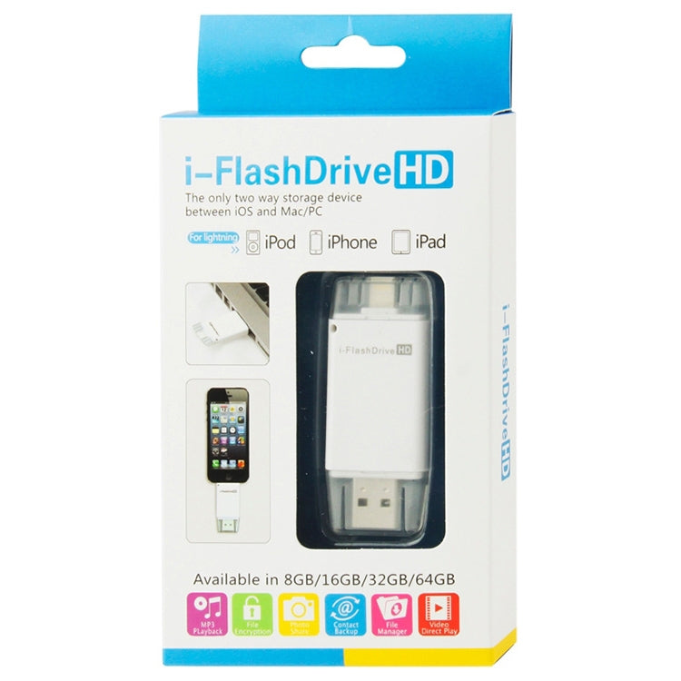 16GB i-Flash Driver HD U Disk USB Drive Memory Stick for iPhone / iPad / iPod touch(White) - U Disk & Card Reader by PMC Jewellery | Online Shopping South Africa | PMC Jewellery | Buy Now Pay Later Mobicred