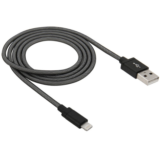 Net Style Metal Head 8 Pin to USB Data / Charger Cable, Cable Length: 1m(Black) - Normal Style Cable by PMC Jewellery | Online Shopping South Africa | PMC Jewellery | Buy Now Pay Later Mobicred