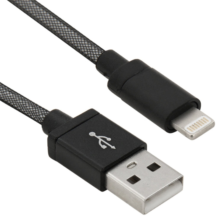 Net Style Metal Head 8 Pin to USB Data / Charger Cable, Cable Length: 1m(Black) - Normal Style Cable by PMC Jewellery | Online Shopping South Africa | PMC Jewellery | Buy Now Pay Later Mobicred