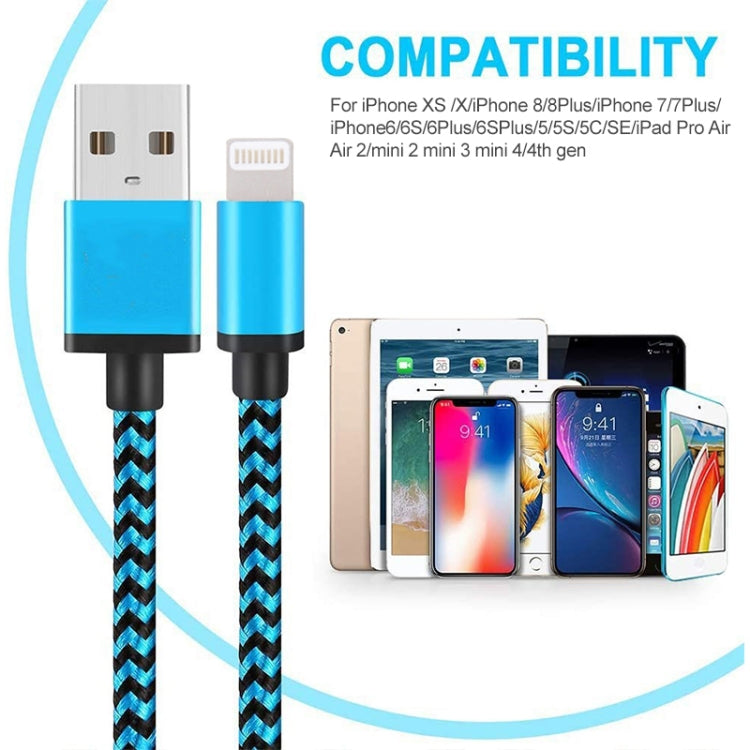 2m Woven Style 8 Pin to USB Sync Data / Charging Cable(Blue) - free shipping - PMC Jewellery - Order now!