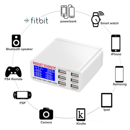 WLX-899 30W USB Charger 5V 6A Output 3.5A Max High Speed 6-Ports USB Charger with Digital Display & 1.5m Cable - Multifunction Charger by PMC Jewellery | Online Shopping South Africa | PMC Jewellery | Buy Now Pay Later Mobicred