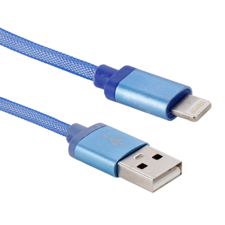 Net Style Metal Head 8 Pin to USB Data / Charger Cable, Cable Length: 25cm(Blue) - Normal Style Cable by PMC Jewellery | Online Shopping South Africa | PMC Jewellery | Buy Now Pay Later Mobicred