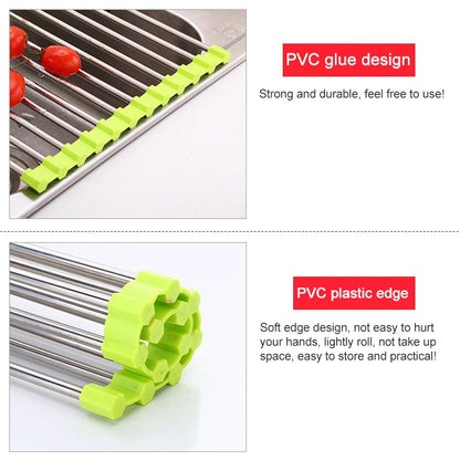 40x24x0.9cm Stainless Steel Folding Drain Rack(Green) - Shelf by PMC Jewellery | Online Shopping South Africa | PMC Jewellery | Buy Now Pay Later Mobicred