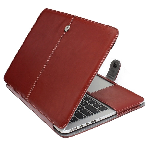 Notebook Leather Case with Snap Fastener for 13.3 inch MacBook Pro Retina(Brown) - MacBook Pro Cases by PMC TechLife | Online Shopping South Africa | PMC TechLife