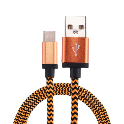 1m Woven Style USB-C / Type-C 3.1 to USB 2.0 Data Sync Charge Cable(Orange) - USB-C & Type-C Cable by PMC Jewellery | Online Shopping South Africa | PMC Jewellery