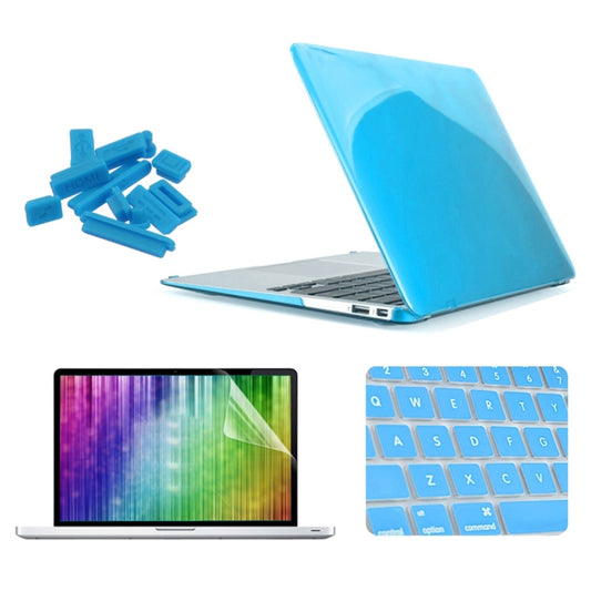 ENKAY for MacBook Air 11.6 inch (US Version) / A1370 / A1465 4 in 1 Crystal Hard Shell Plastic Protective Case with Screen Protector & Keyboard Guard & Anti-dust Plugs(Blue) - MacBook Air Cases by ENKAY | Online Shopping South Africa | PMC Jewellery | Buy Now Pay Later Mobicred