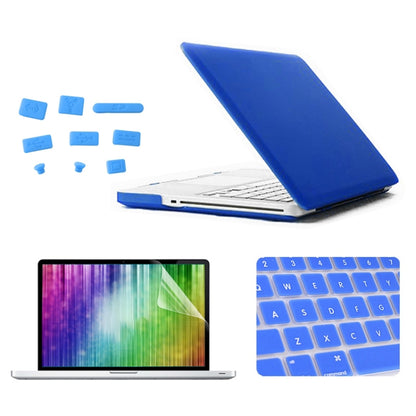 ENKAY for MacBook Pro 15.4 inch (US Version) / A1286 4 in 1 Frosted Hard Shell Plastic Protective Case with Screen Protector & Keyboard Guard & Anti-dust Plugs(Dark Blue) - MacBook Pro Cases by ENKAY | Online Shopping South Africa | PMC Jewellery | Buy Now Pay Later Mobicred