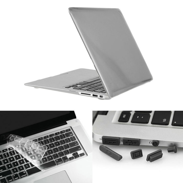 ENKAY for Macbook Air 13.3 inch (US Version) / A1369 / A1466 Hat-Prince 3 in 1 Crystal Hard Shell Plastic Protective Case with Keyboard Guard & Port Dust Plug(Grey) - MacBook Air Cases by ENKAY | Online Shopping South Africa | PMC Jewellery | Buy Now Pay Later Mobicred