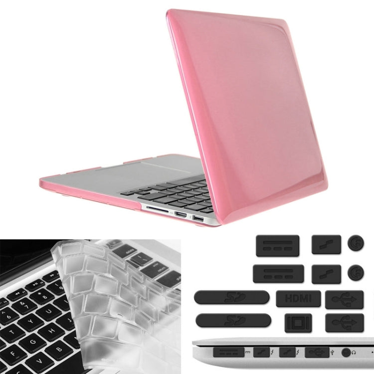 ENKAY for Macbook Pro Retina 13.3 inch (US Version) / A1425 / A1502 Hat-Prince 3 in 1 Crystal Hard Shell Plastic Protective Case with Keyboard Guard & Port Dust Plug(Pink) - free shipping - PMC Jewellery - Order now!
