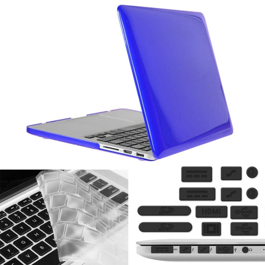 ENKAY for Macbook Pro Retina 15.4 inch (US Version) / A1398 Hat-Prince 3 in 1 Crystal Hard Shell Plastic Protective Case with Keyboard Guard & Port Dust Plug(Dark Blue) - MacBook Pro Cases by ENKAY | Online Shopping South Africa | PMC Jewellery | Buy Now Pay Later Mobicred