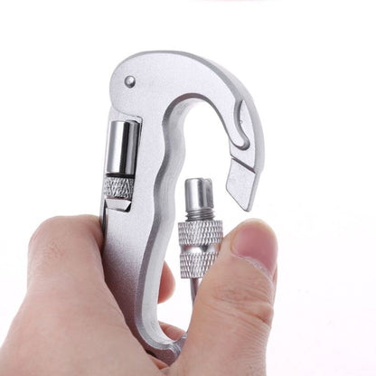 Heavy Duty D Shape Carabiner Clip-On Clamp Key Chain Hook with Dual Knife & LED Torch(Silver) - Hooks by PMC Jewellery | Online Shopping South Africa | PMC Jewellery | Buy Now Pay Later Mobicred