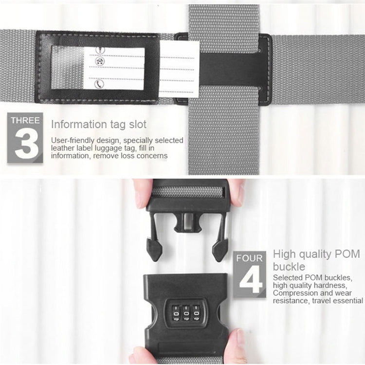 Luggage Strap Cross Belt Adjustable Packing Band Belt Strap with Password Lock for Luggage Travel Suitcase(Grey) - Tapes & Ropes by PMC Jewellery | Online Shopping South Africa | PMC Jewellery | Buy Now Pay Later Mobicred