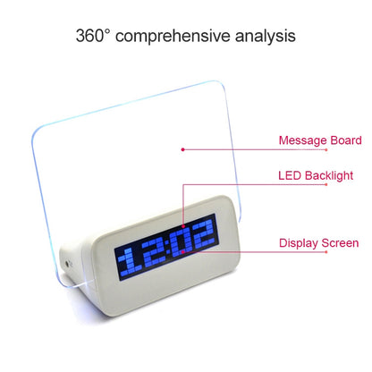 Multifunction LCD Digital Alarm Clock Thermometer + 4-Port USB HUB + Message Board with Blue or Green LCD backlight(White) - Message Boards by PMC Jewellery | Online Shopping South Africa | PMC Jewellery | Buy Now Pay Later Mobicred