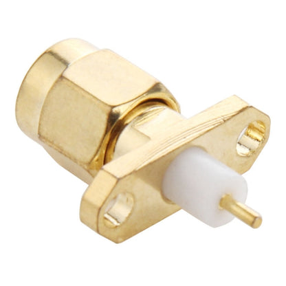 10 PCS Gold Plated SMA Male 2 Holes Panel Mount Short Dielectric Solder Connector Adapter - Connectors by PMC Jewellery | Online Shopping South Africa | PMC Jewellery | Buy Now Pay Later Mobicred