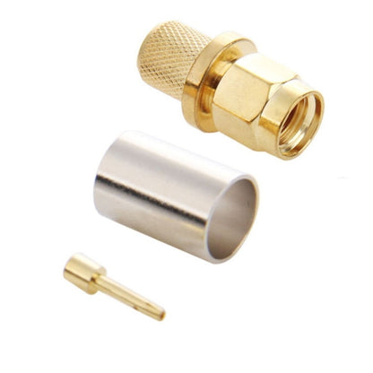 10 PCS LMR300 5D-FB Gold Plated RP-SMA Male Plug Pin Crimp RF Connector Adapter - Connectors by PMC Jewellery | Online Shopping South Africa | PMC Jewellery | Buy Now Pay Later Mobicred