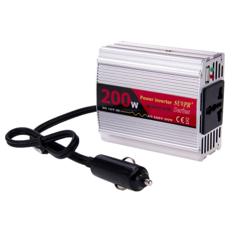 SUVPR DY-8103 200W DC 12V to AC Car Power Inverter with 500mA USB Port & Universal Power Socket - Others by SUVPR | Online Shopping South Africa | PMC Jewellery | Buy Now Pay Later Mobicred