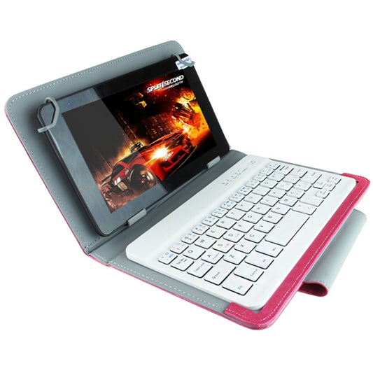 Universal Bluetooth Keyboard with Leather Tablet Case & Holder for Ainol / PiPO / Ramos 9.7 inch / 10.1 inch Tablet PC(Magenta) - Universal Keyboard by PMC Jewellery | Online Shopping South Africa | PMC Jewellery