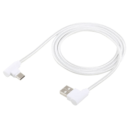 1.2m 2A 90 Copper Wires Woven Elbow USB-C / Type-C 3.1 to USB 2.0 Data / Charger Cable(White) - USB-C & Type-C Cable by PMC Jewellery | Online Shopping South Africa | PMC Jewellery | Buy Now Pay Later Mobicred