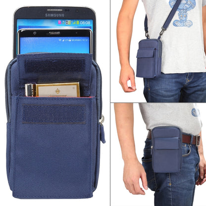 6.4 inch and Below Universal Polyester Men Vertical Style Case Shoulder Carrying Bag with Belt Hole & Climbing Buckle, For iPhone, Samsung, Sony, Huawei, Meizu, Lenovo, ASUS, Oneplus, Xiaomi, Cubot, Ulefone, Letv, DOOGEE, Vkworld, and other (Dark Blue) - More iPhone Cases by PMC Jewellery | Online Shopping South Africa | PMC Jewellery | Buy Now Pay Later Mobicred