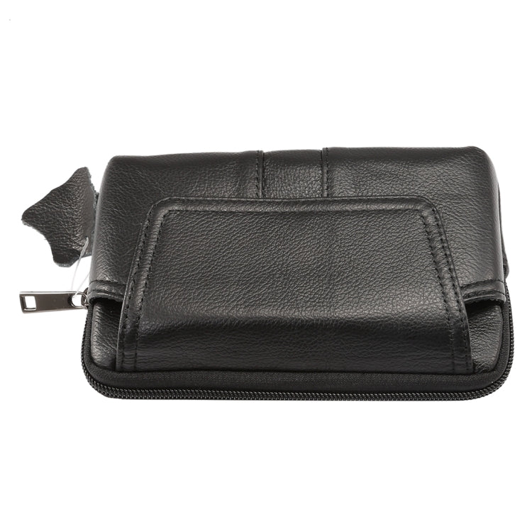 6.0 inch and Below Universal Genuine Leather Men Horizontal Style Case Waist Bag with Belt Hole, For Sony, Huawei, Meizu, Lenovo, ASUS, Cubot, Oneplus, Xiaomi, Ulefone, Letv, DOOGEE, Vkworld, and other Smartphones(Black) - More iPhone Cases by PMC Jewellery | Online Shopping South Africa | PMC Jewellery | Buy Now Pay Later Mobicred