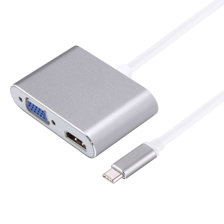 2 in 1 VGA & HDMI Female to USB-C / Type-C Male Hub Splitter Adapter(Grey) - free shipping - PMC Jewellery - Order now!