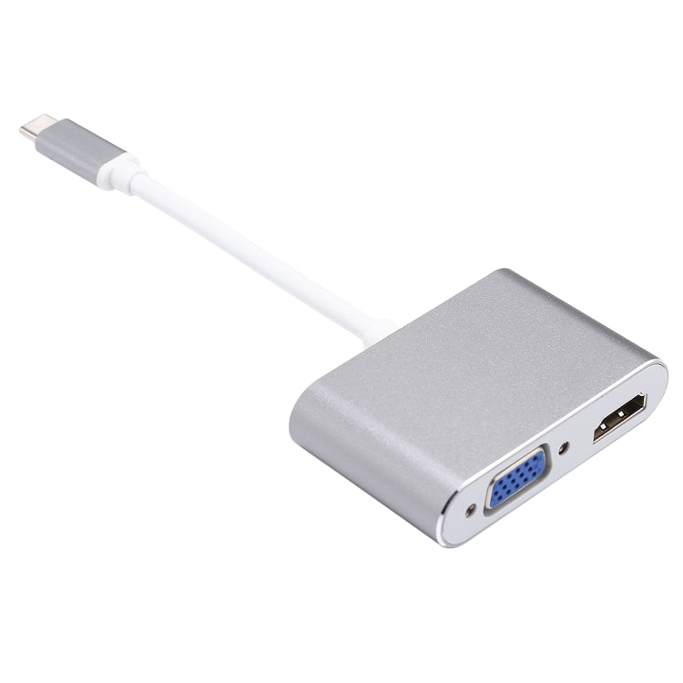2 in 1 VGA & HDMI Female to USB-C / Type-C Male Hub Splitter Adapter(Grey) - free shipping - PMC Jewellery - Order now!