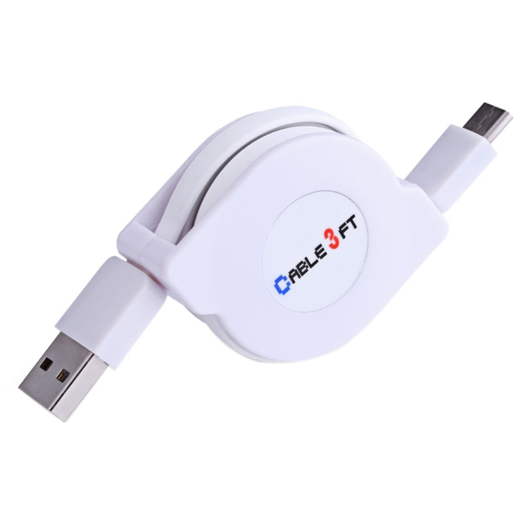 1m 2A 110 Copper Core Wires Retractable USB-C / Type-C to USB Data Sync Charging Cable(White) - USB-C & Type-C Cable by PMC Jewellery | Online Shopping South Africa | PMC Jewellery | Buy Now Pay Later Mobicred