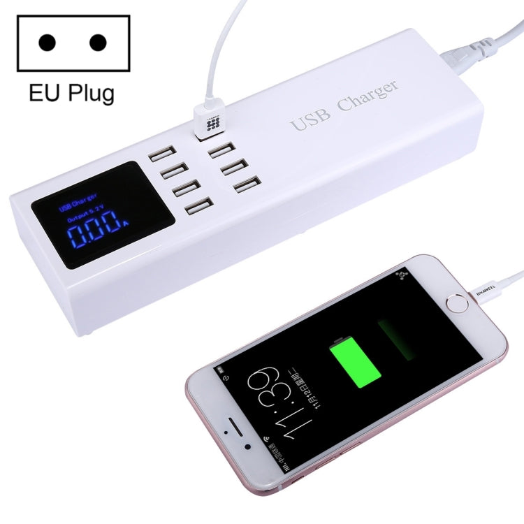 YC-CDA23 8 USB Ports 8A Travel Charger with LCD Screen and Wireless Charger, EU Plug - Multifunction Charger by PMC Jewellery | Online Shopping South Africa | PMC Jewellery | Buy Now Pay Later Mobicred