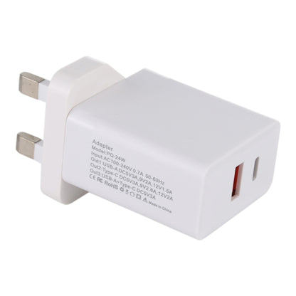 24W PD + QC3.0 Fast Charger Power Adapter Plug Adapter UK Plug - Plug Adaptor by PMC Jewellery | Online Shopping South Africa | PMC Jewellery | Buy Now Pay Later Mobicred