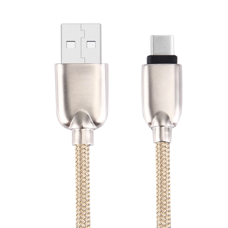 1M Woven Style Metal Head 108 Copper Cores USB-C / Type-C to USB Data Sync Charging Cable (Gold) - USB-C & Type-C Cable by PMC Jewellery | Online Shopping South Africa | PMC Jewellery | Buy Now Pay Later Mobicred